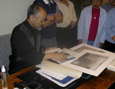 Hiroshi turns to his sketches for subjects to paint