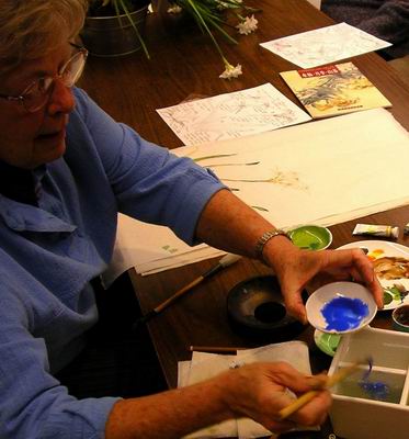 Mixing a cobalt blue for the background sky