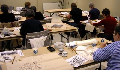 Workshop participants add foreground and background