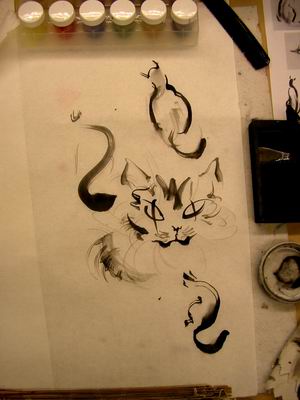 Some brush strokes to capture cat characteristics