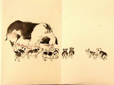 Piglets and pig