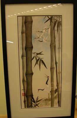 Cranes on fine line paper