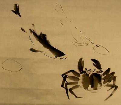 Close-up of structure for crab and fish