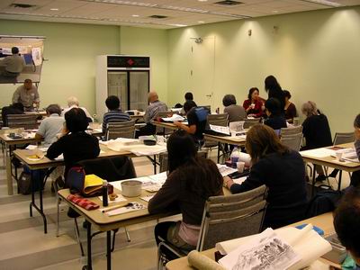 Workshop participants go to work